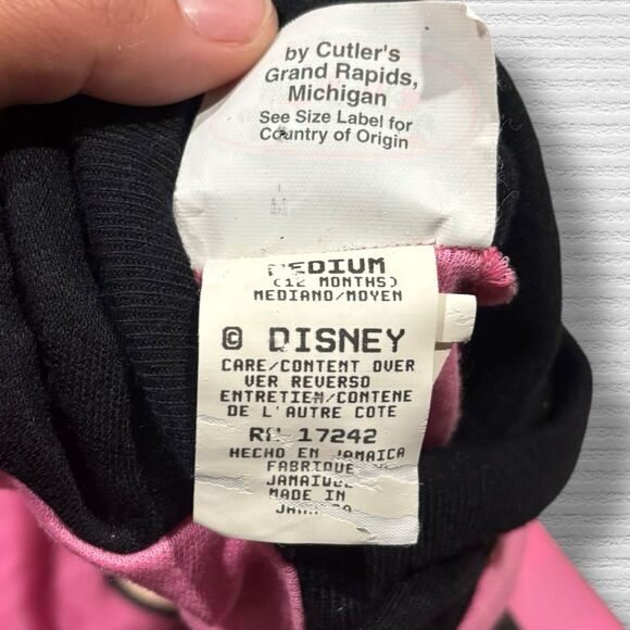Vintage 80s 90s Disney Babies Minnie Mouse Pink Hooded Footie Sleeper Pajama 12M - Picture 4 of 9
